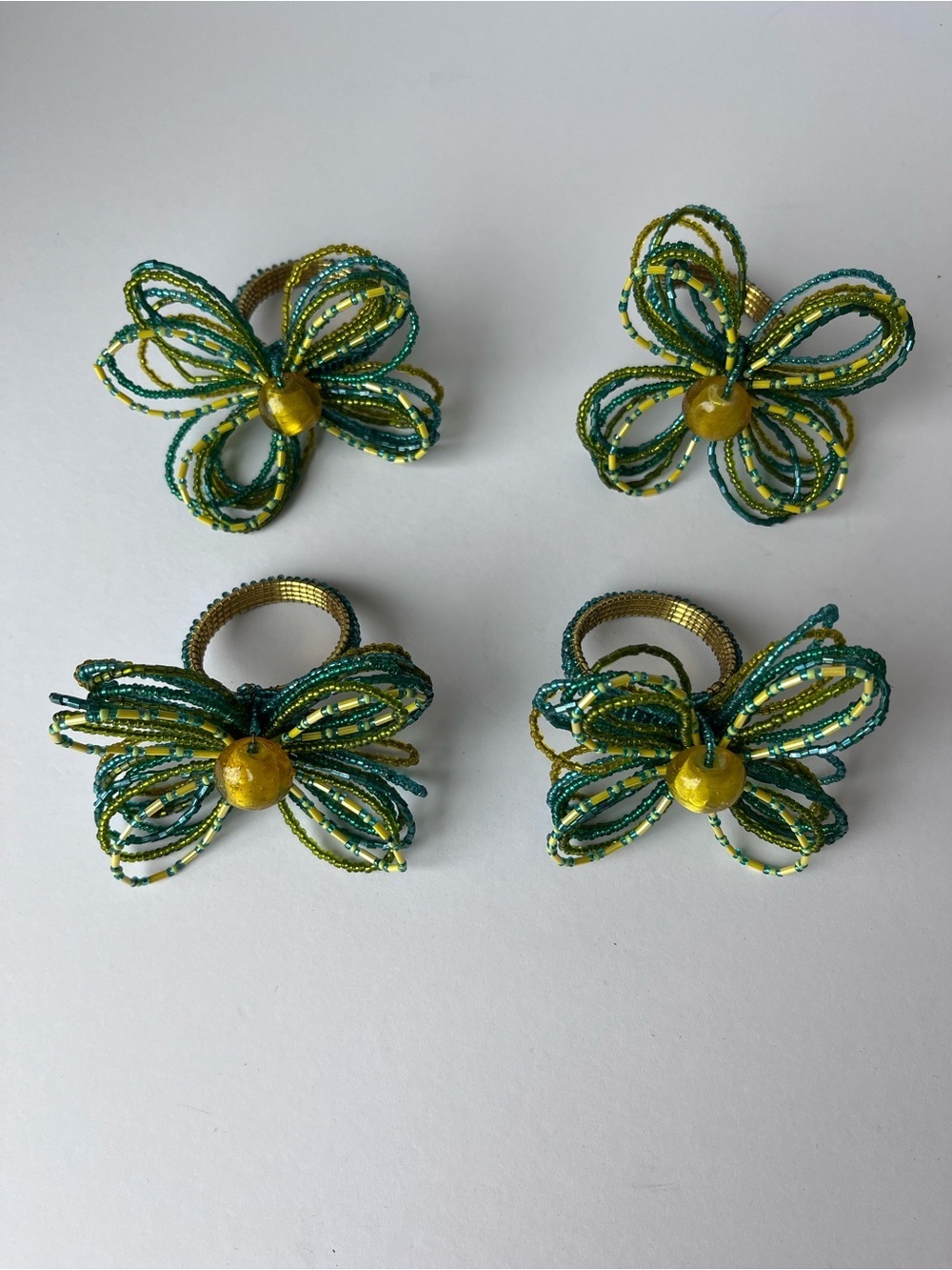 Pier 1 Butterfly Beaded Napkin Ring Set of 4